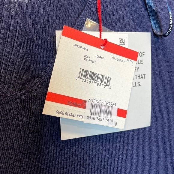 Anne Klein Suit Separates Double V-Neck Sleeveless Top in Navy Eclipse XS New - Picture 3 of 9